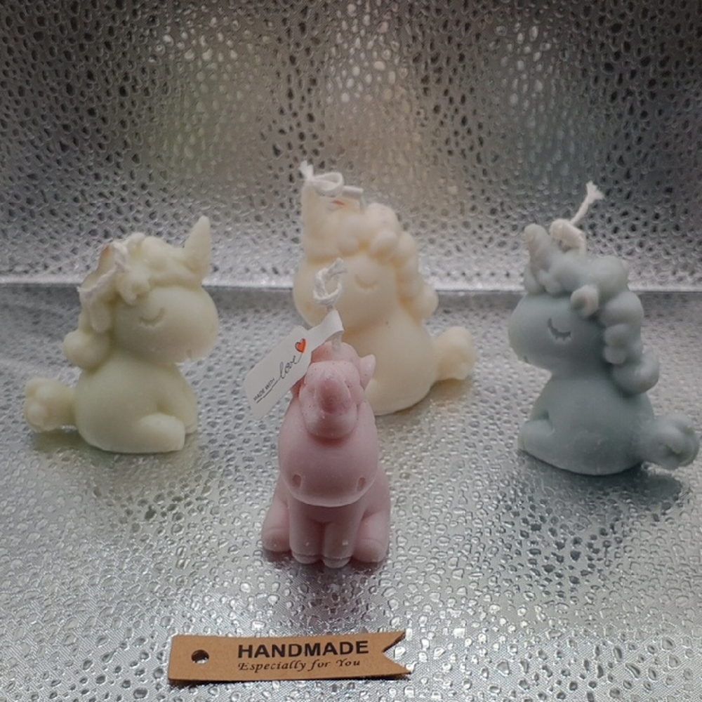 Unicorn Candles - Cream, Pink, and Gray